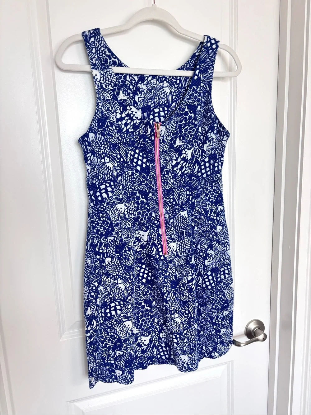 Lilly Pulitzer Cotton Shift Dress Blue White Sleeveless Coastal Preppy Size 6 M
